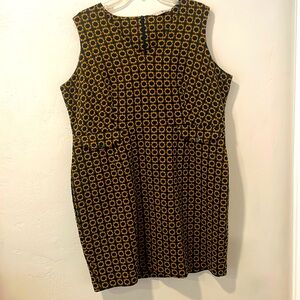 TU Black & Gold geometric Pattern Sleeveless Sheath Dress, Size 20 (Size 16 US)